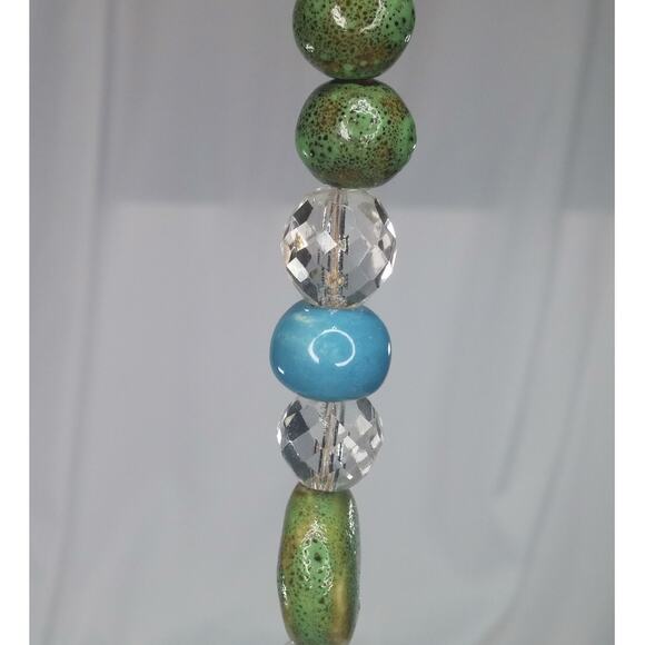 Artisan Ceramic Heart Suncatcher Says Breathe Ceramic Beads Clear Faceted Glass - Picture 8 of 15